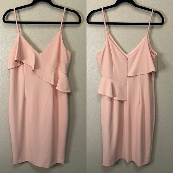 Calvin Klein Pink Ruffle Sleeveless Midi Dress Size 8 - Picture 1 of 7